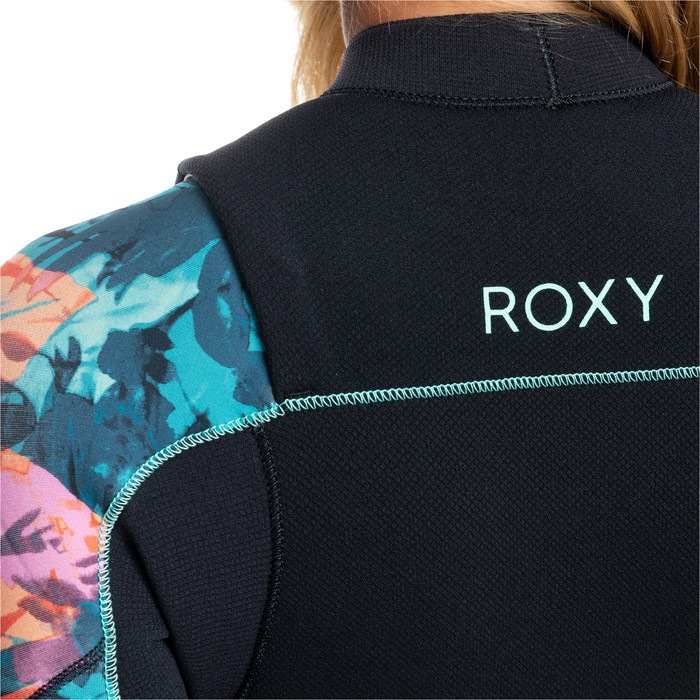 2024 Roxy Dames Elite XT 4/3mm Gbs Borst Ritssluiting Wetsuit ERJW103134 - Anthracite Leaf
